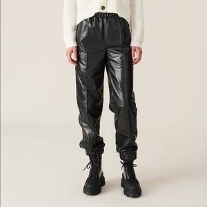 Ganni Lamb leather joggers